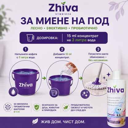 Синбиотична Микробиомна Система за Почистване с пробиотици за Повърхности, Под, Прозорци, Канали, Баня, Тоалетна и Тапицерии 500мл. Концентрат